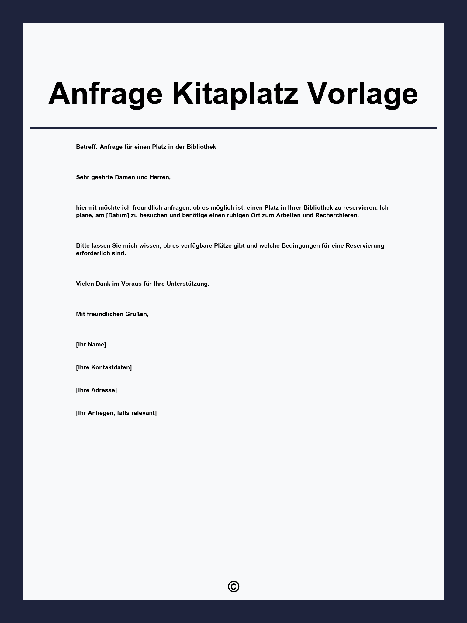 Anfrage Kitaplatz Vorlage