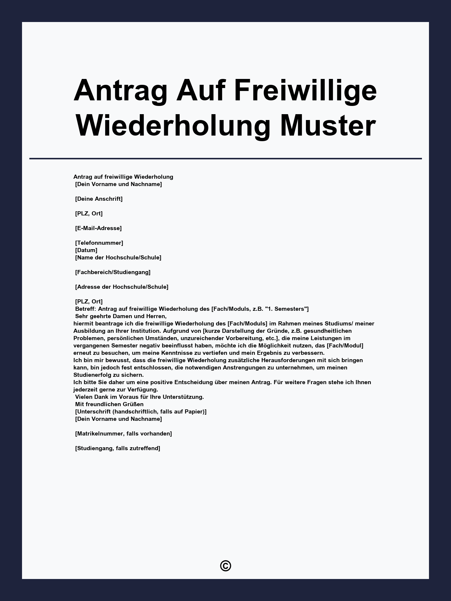 Antrag Auf Freiwillige Wiederholung Muster