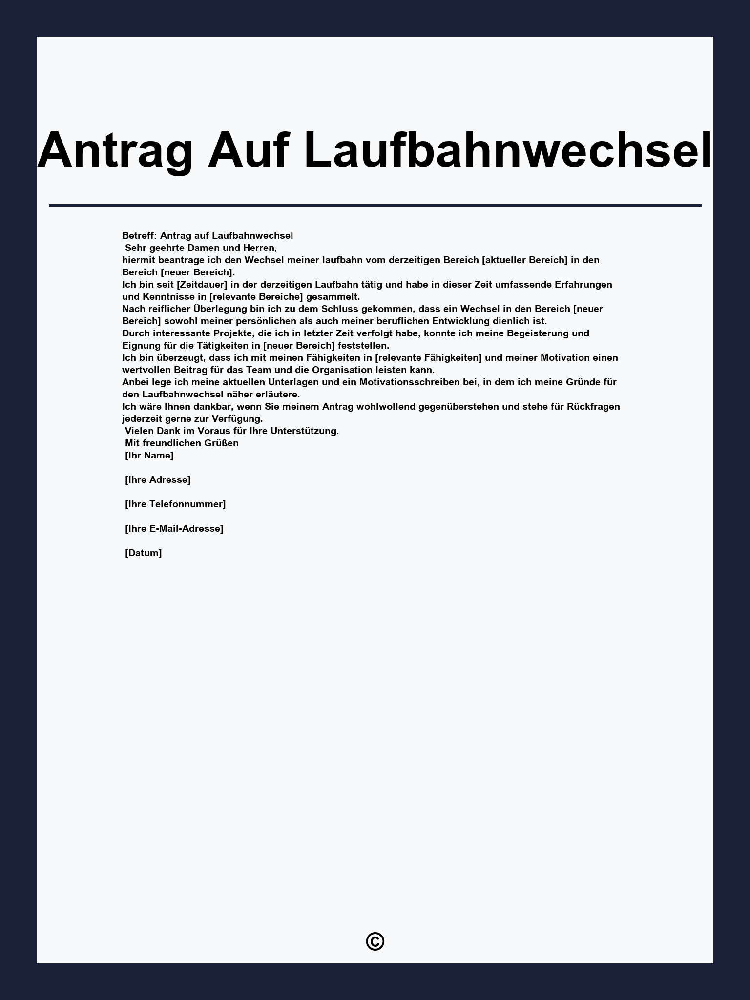 Antrag Auf Laufbahnwechsel