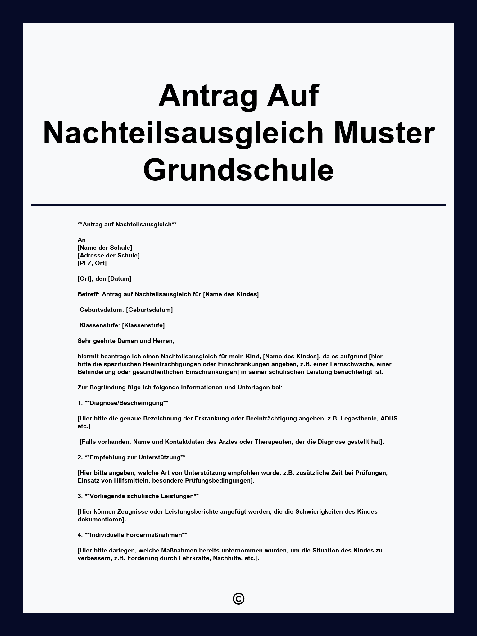 Antrag Auf Nachteilsausgleich Muster Grundschule