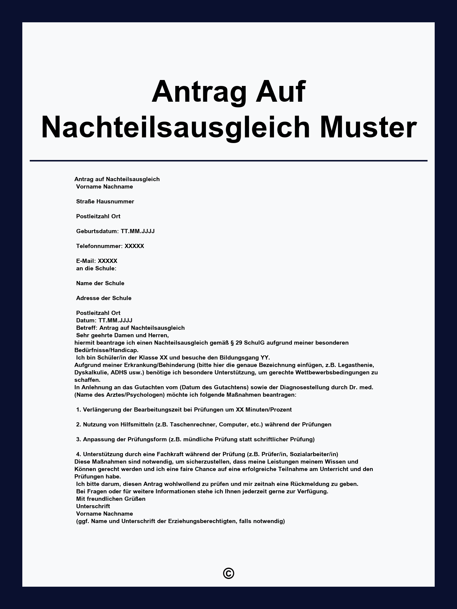 Antrag Auf Nachteilsausgleich Muster