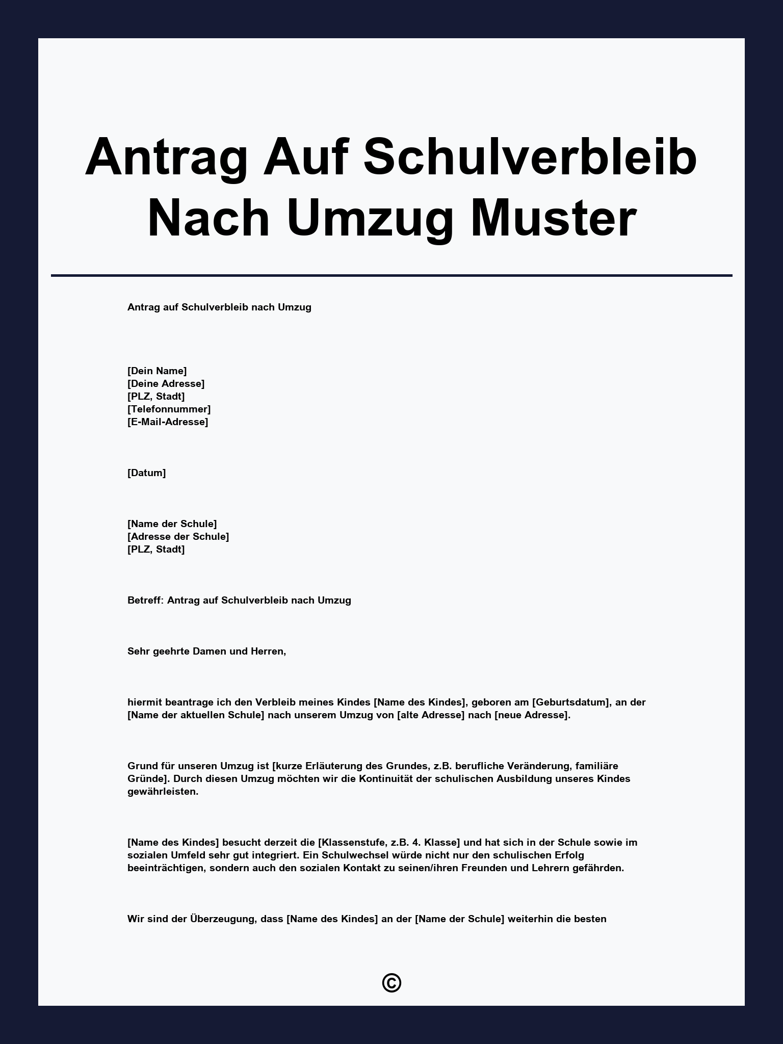 Antrag Auf Schulverbleib Nach Umzug Muster