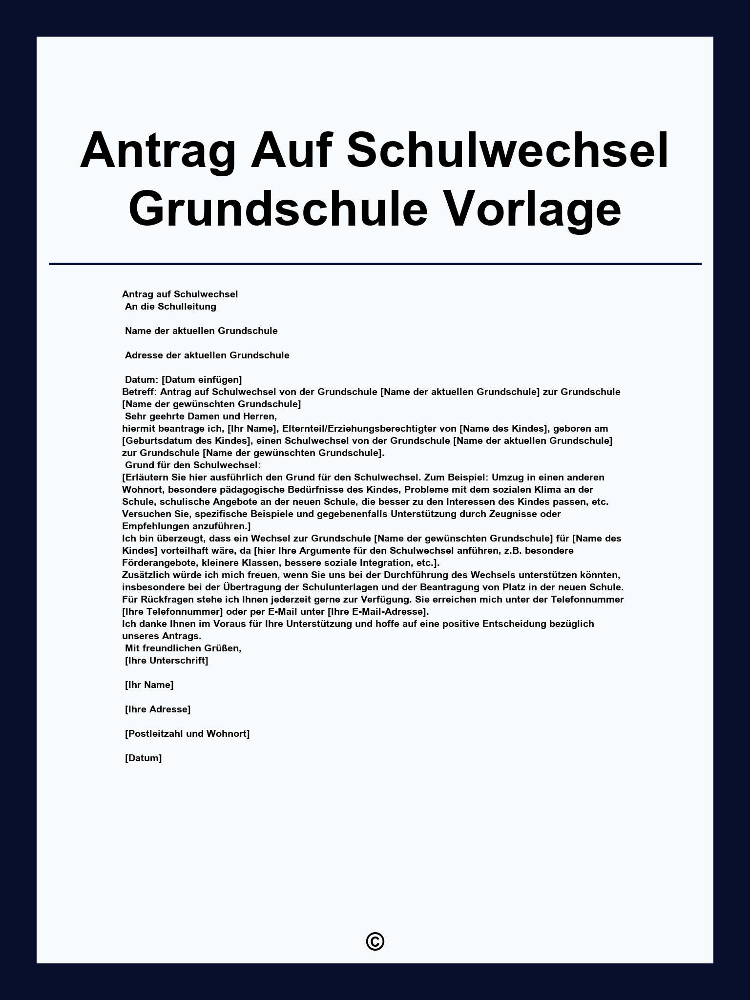 Antrag Auf Schulwechsel Grundschule Vorlage