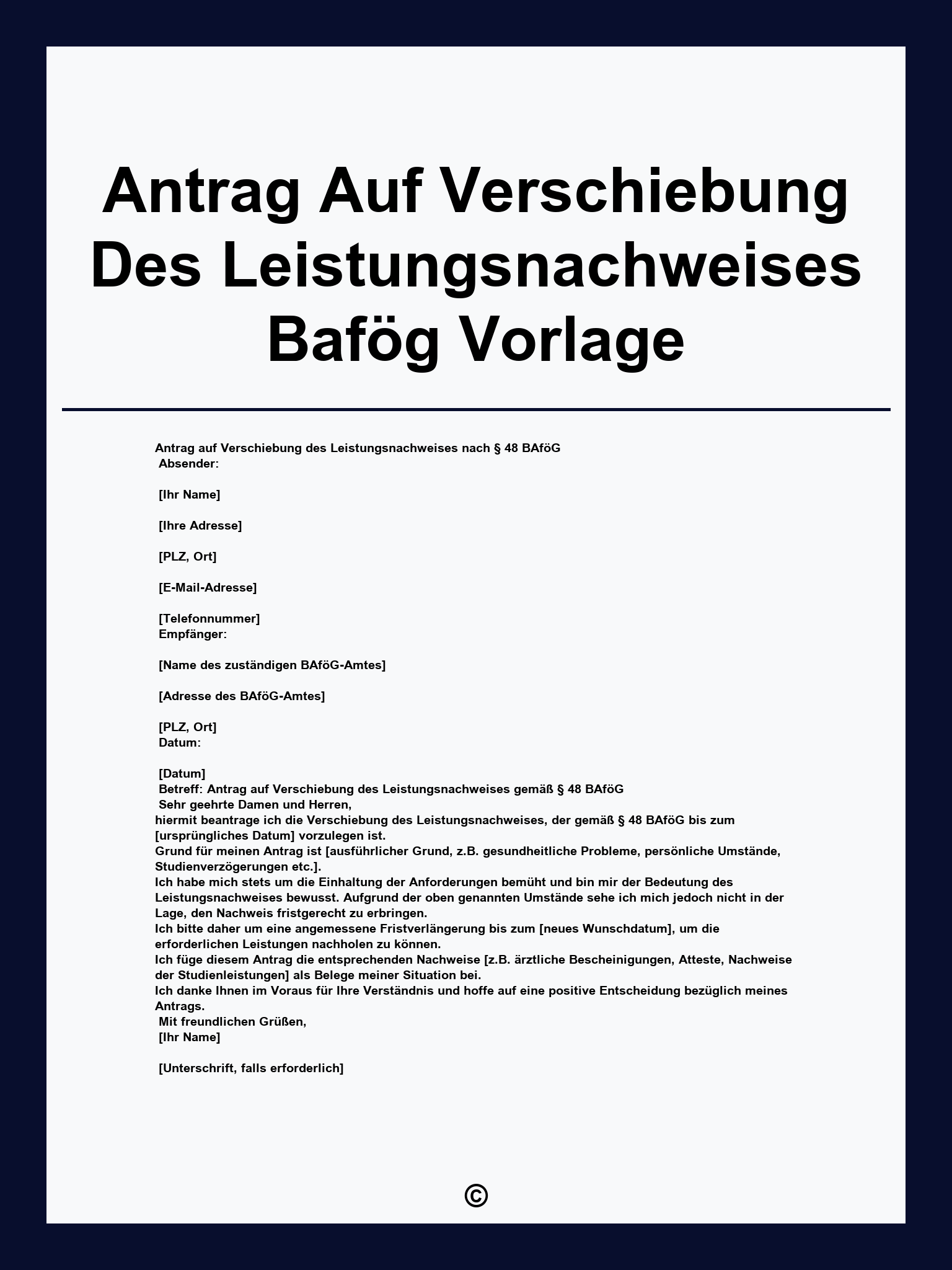 Antrag Auf Verschiebung Des Leistungsnachweises Bafög Vorlage