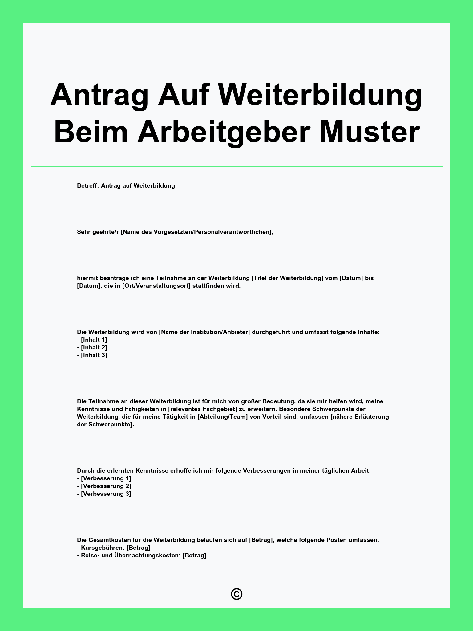 Antrag Auf Weiterbildung Beim Arbeitgeber Muster