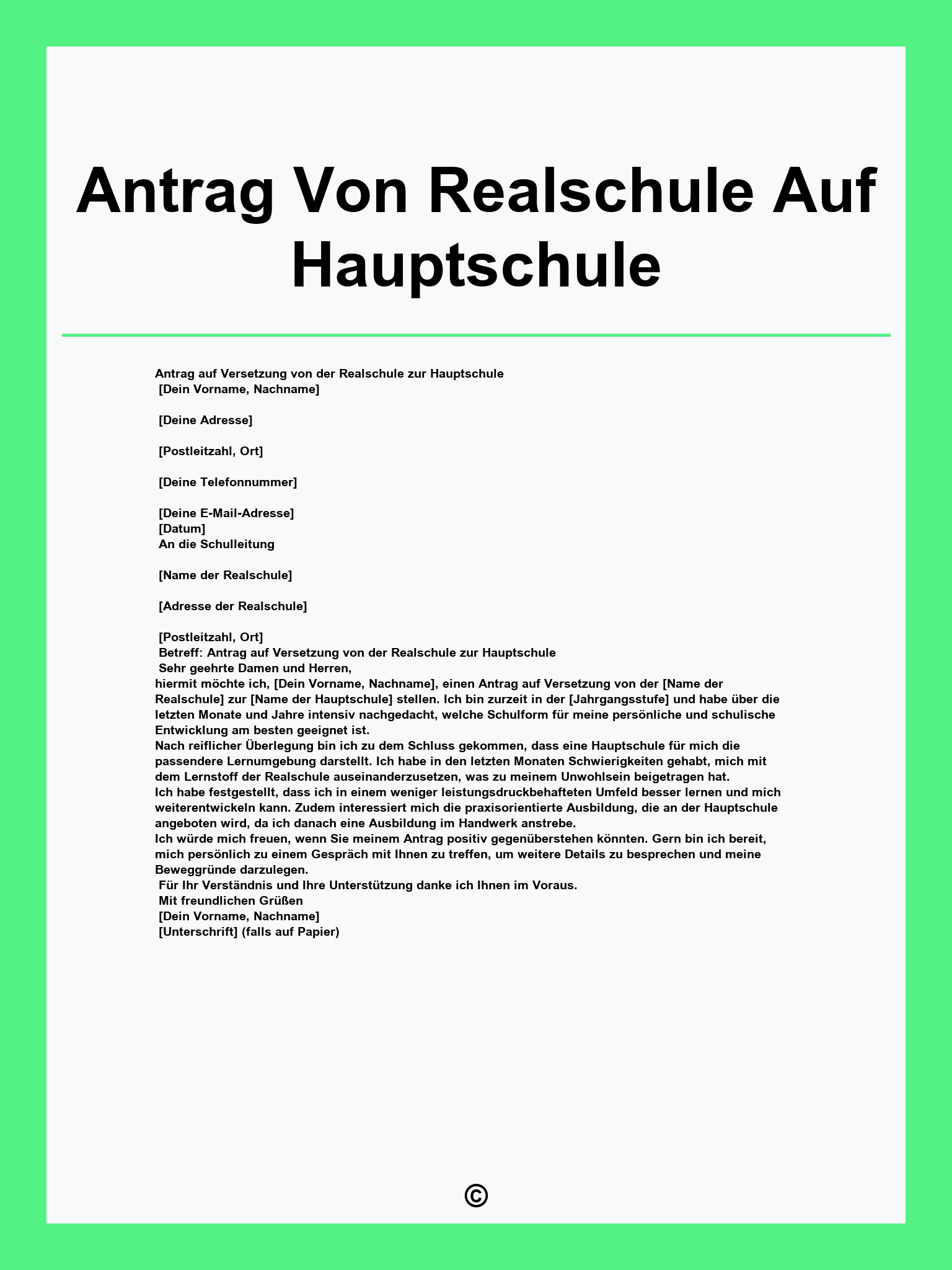 Antrag Von Realschule Auf Hauptschule