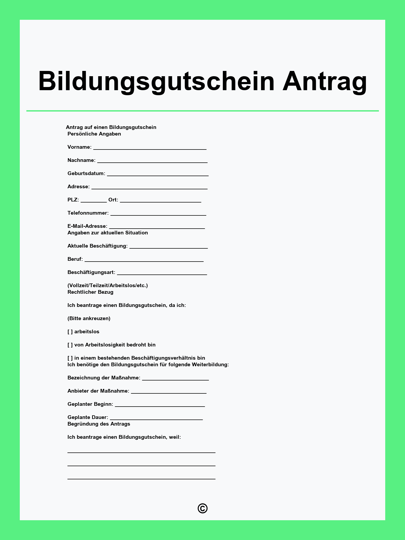 Bildungsgutschein Antrag