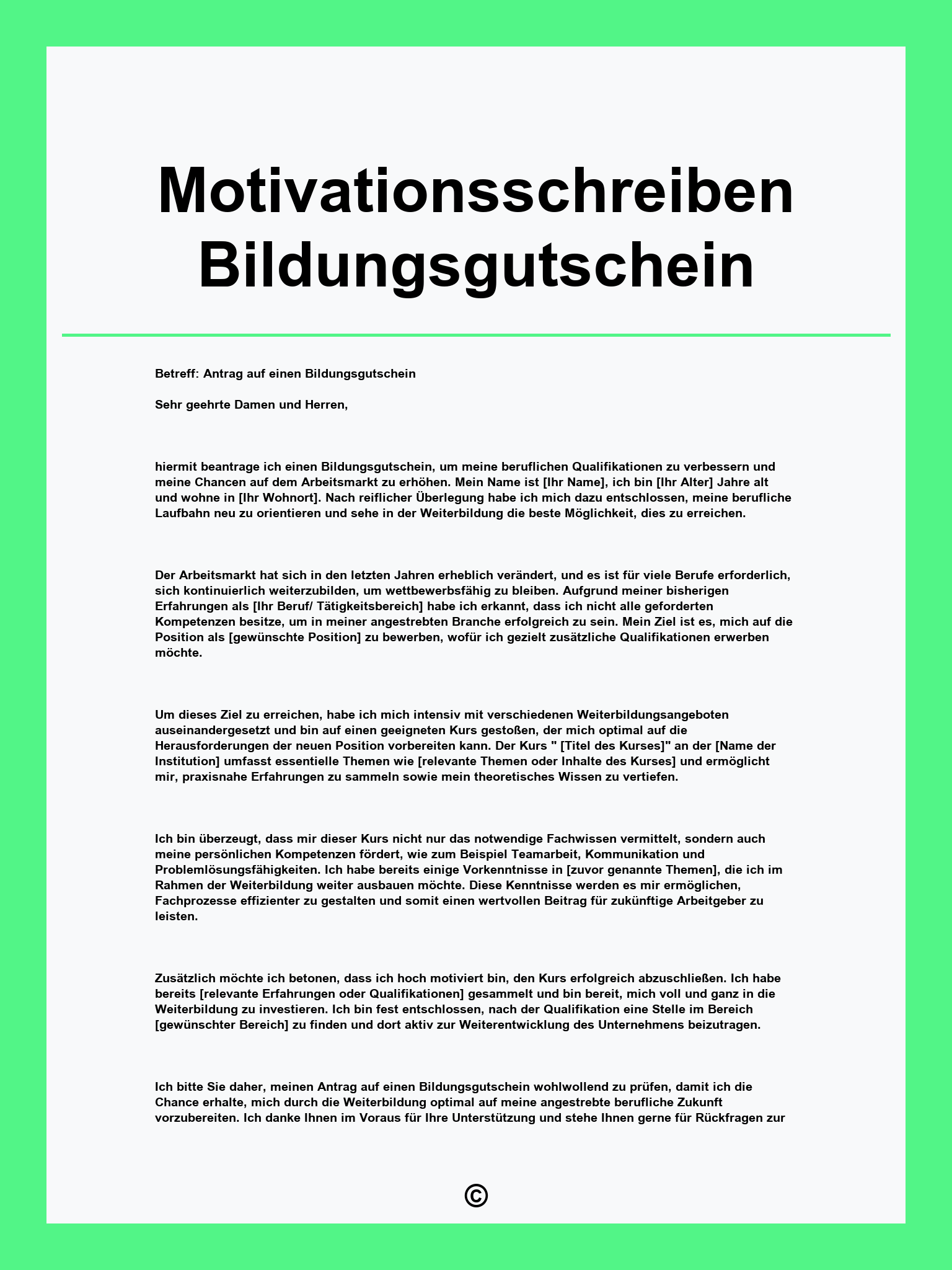 Motivationsschreiben Bildungsgutschein