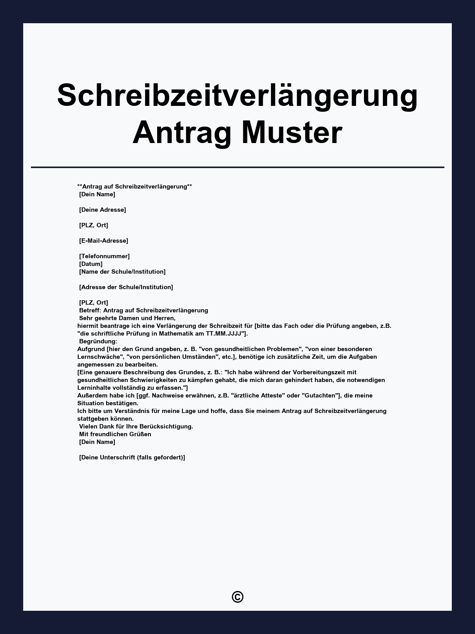 Schreibzeitverlängerung Antrag Muster