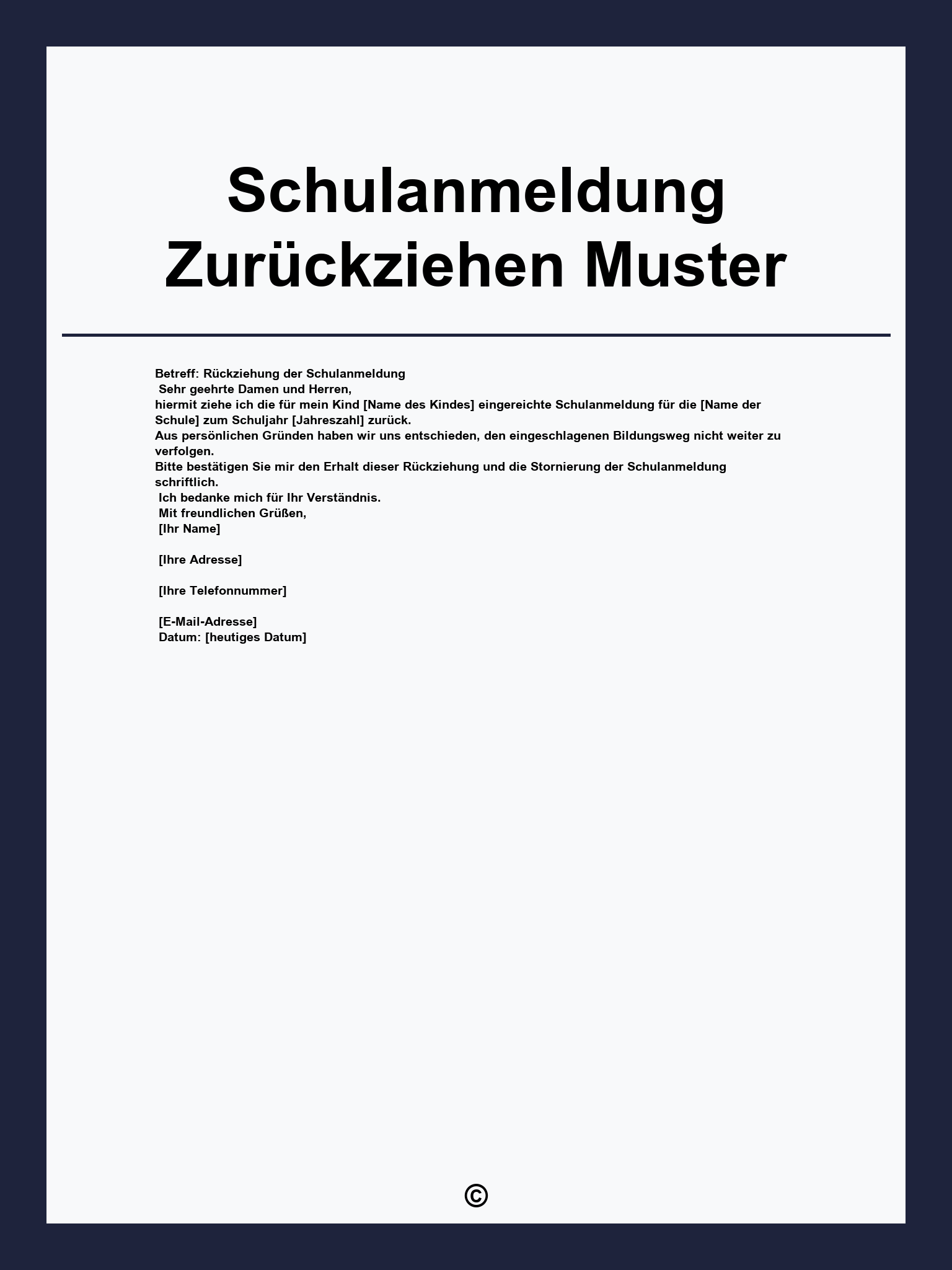 Schulanmeldung Zurückziehen Muster